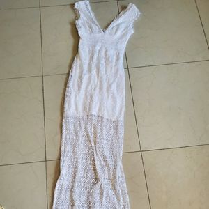 White Bebe Lace Maxi Dress